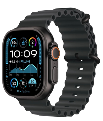 APPLE Watch Ultra 2 (2024) 49mm, Černý titan s černým oceánským řemínkem