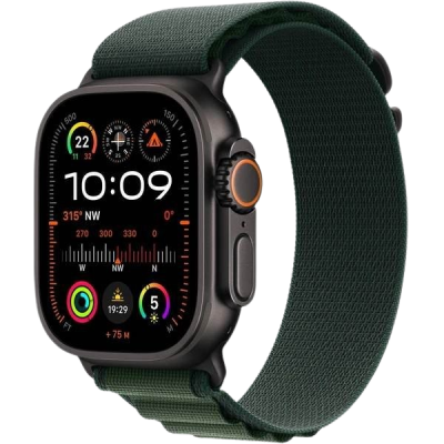 APPLE Watch Ultra 2 (2024) 49mm, Černý titan s tmavě zeleným alpským tahem M