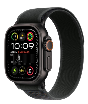 APPLE Watch Ultra 2 (2024) 49mm, Černý titan s černým trailovým tahem M/L