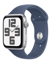 APPLE Watch SE GPS 44mm Silver Aluminium Case with Denim Sport Band - M/L
