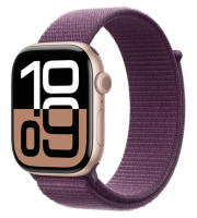 APPLE Watch Series 10 GPS 46mm Rose Gold Aluminium Case with Plum Sport Loop