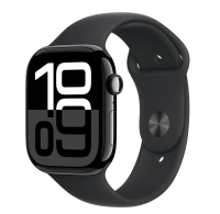 APPLE Watch Series 10 GPS + Cellular 42mm Jet Black Aluminium Case with Black Sport Band - M/L