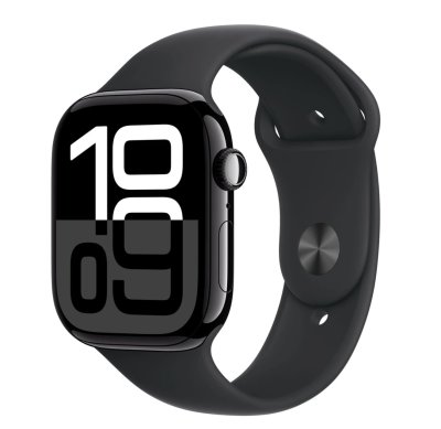 APPLE Watch Series 10 GPS + Cellular 42mm Jet Black Aluminium Case with Black Sport Band - M/L