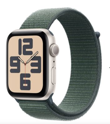 APPLE Watch SE GPS 44mm Starlight Aluminium Case with Lake Green Sport Loop