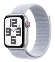 APPLE Watch SE GPS + Cellular 44mm Silver Aluminium Case with Blue Cloud Sport Loop