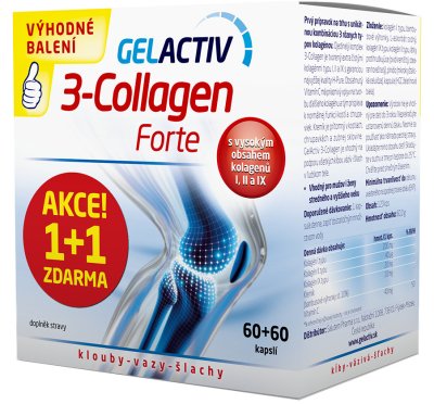 GELACTIV 3-Collagen Forte 1+1 zdarma 120 kapslí