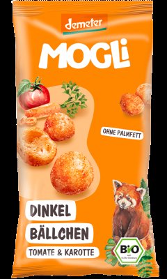 MOGLI Bio špaldové kuličky s rajčaty a mrkví s certifikací Demeter 40 g