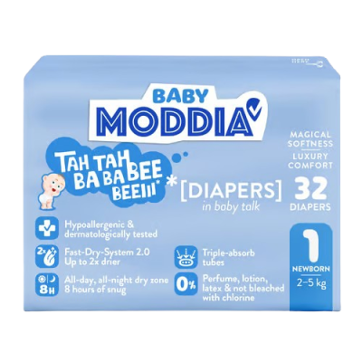 MODDIA BABY Jednorázové plenky 1 Newborn (2–5 kg), 32 ks