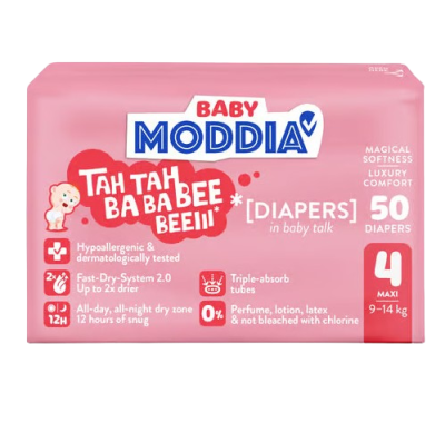 MODDIA BABY Plenkové kalhotky 4 Maxi (9–15 kg), 22 ks