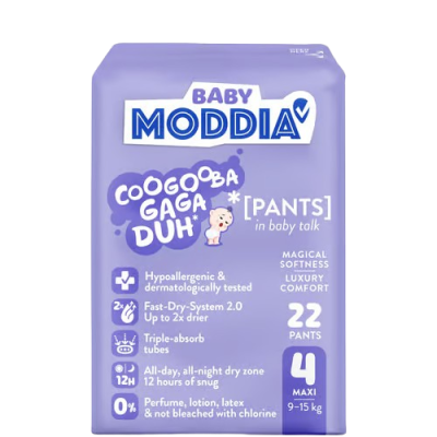 MODDIA BABY Jednorázové plenky 4 Maxi (9–14 kg), 50 ks