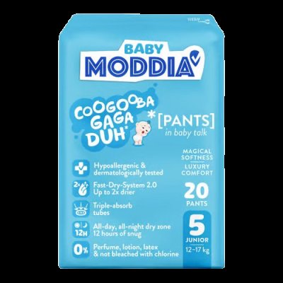 MODDIA BABY Plenkové kalhotky 5 Junior (12–17 kg), 20 ks