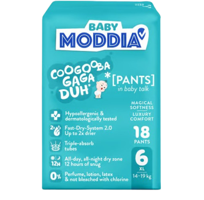 MODDIA BABY Plenkové kalhotky 6 XL (14–19 kg), 18 ks