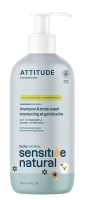 ATTITUDE 2v1 dětské tělové mýdlo a šampon pro citlivou pokožku s ovsem, sensitive skin baby 473 ml