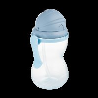 CANPOL BABIES Sportovní lahev se slámkou, modrá 370 ml