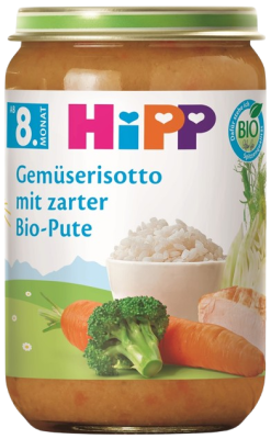 HIPP BIO Příkrm Zeleninové rizoto s krůtím masem, od 8. měsíce 220 g