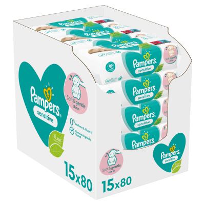 PAMPERS Sensitive XXL Vlhčené ubrousky 15 x 80 ks