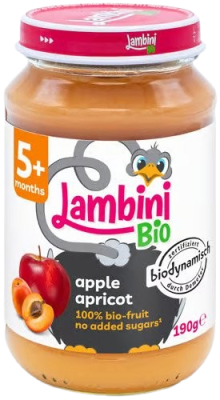 LAMBINI BIO Demeter příkrm jablko a meruňka 190 g