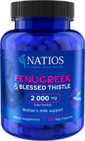 NATIOS Fenugreek & Blessed Thistle Extract, Pískavice & Benedikt, 2000 mg, vegan, 120 kapslí