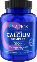 NATIOS Chelated Calcium Complex - Vápník s vitamíny D3 a K2 MK-7 200 mg, 100 kapslí