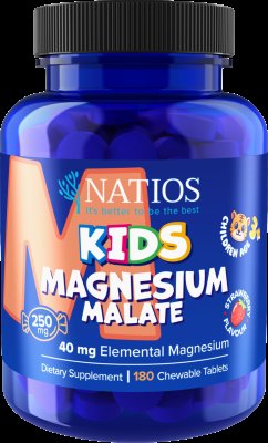 NATIOS Kids Magnesium Malate 250 mg jahodové cucací 180 tablet