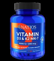 NATIOS Vitamin D3 & K2 (MenaQ7 MK-7), 5000 IU & 200 mcg 100 kapslí