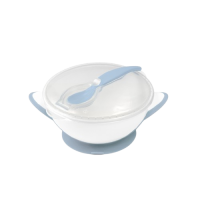 BABYONO Miska uzavíratelná s přísavkou a lžičkou světle modrá 6m+ 300 ml BABYONO Miska uzavíratelná s přísavkou a lžičkou světle modrá 6m+ 300 ml