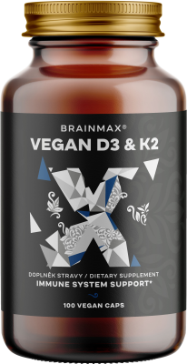 BRAINMAX Vegan Vitamin D3 & K2 100 kapslí