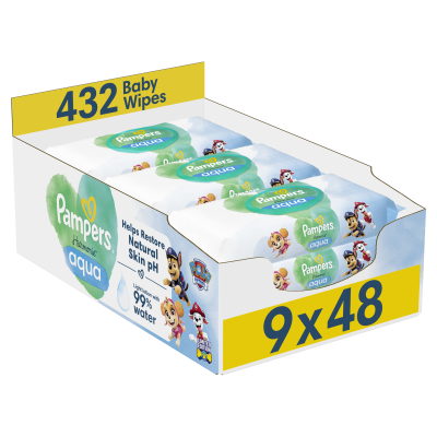 PAMPERS Dětské vlhčené ubrousky, Harmonie Aqua 432 ks
