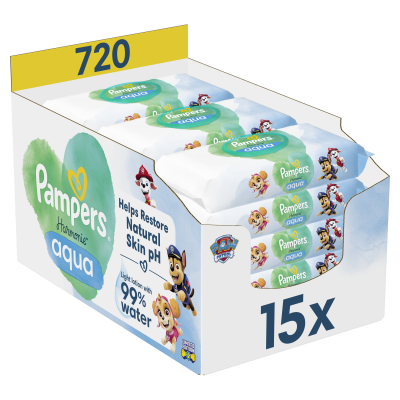 PAMPERS Dětské vlhčení uborusky, Harmonie Aqua 720 ks