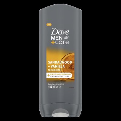 DOVE Men+Care Sandalwood&Vanilla, Sprchový gel 3v1 400 ml