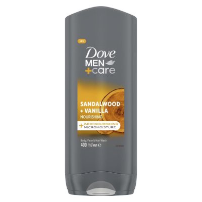 DOVE Men+Care Sandalwood&Vanilla, Sprchový gel 3v1 400 ml