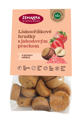ZEMANKA Lískooříškové bio hrudky s jahodovým prachem 100 g