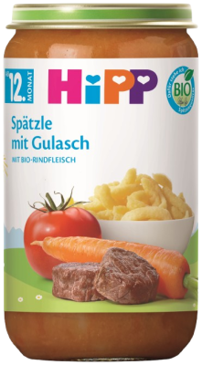 HIPP BIO Špecle a guláš a hovězí maso 250 g