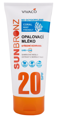 VIVACO Opalovací mléko bez octocrylenu SPF 20 coral friendly 200 ml VIVACO Opalovací mléko bez octocrylenu SPF 20 coral friendly 200 ml