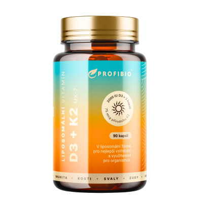 PROFIBIO PREMIUM Liposomální Vitamín D3 + K2 MK-7, 2000 IU + 75 mcg, Vysoce vstřebatelný, 90 kapslí PROFIBIO PREMIUM Liposomální Vitamín D3 + K2 MK-7, 2000 IU + 75 mcg, Vysoce vstřebatelný, 90 kapslí