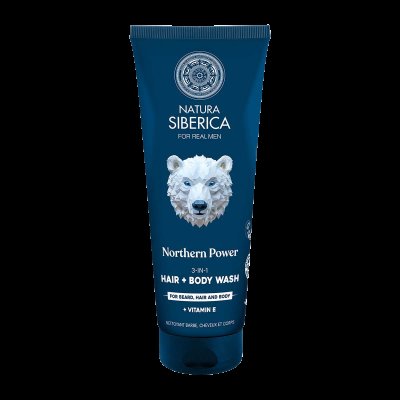 NATURA SIBERICA Arctic Wild Mycí gel 3v1 na vlasy, tělo a vousy Severní síla 200 ml