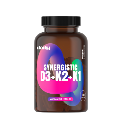 DAILY Synergistic D3 + K2 + K1 180 kapslí