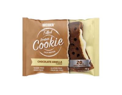 WEIDER Filled Protein Cookie High Protein, proteinový koláček s náplní, Chocolate-Vanilla 70 g WEIDER Filled Protein Cookie High Protein, proteinový koláček s náplní, Chocolate-Vanilla 70 g