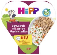 HIPP BIO Rýže se zeleninou a hráškem a jemně nakrájeným hovězím masem 250 g