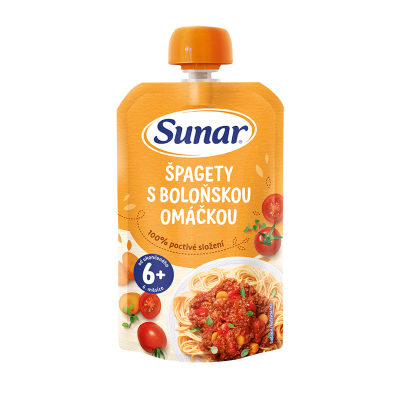 SUNAR příkrm špagety s boloňskou omáčkou 6m+ 120 g