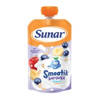 SUNAR Smootík dětská kapsička borůvka, jogurt, ovesné vločky 12m+ 120 g SUNAR Smootík dětská kapsička borůvka, jogurt, ovesné vločky 12m+ 120 g