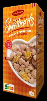 NORDCRUNCH Sweethearts Cereální srdíčka s medem a skořicí 150 g