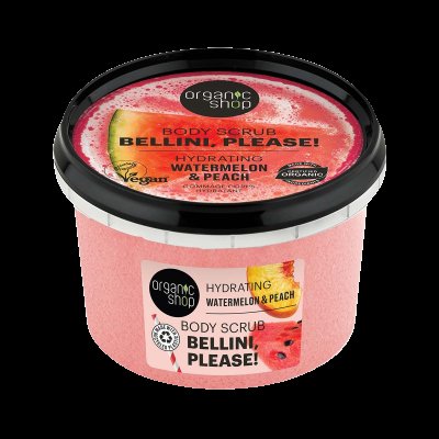 ORGANIC SHOP Hydratační tělový peeling Bellini, please! Vodní meloun a broskev 250 ml