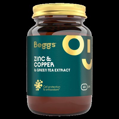BEGGS Zinc + Copper + Green tea extract 60 kapslí