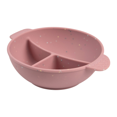 CANPOL BABIES Miska silikonová dělená s přísavkou Dots růžová 360 ml