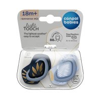 CANPOL BABIES Dudlík silikonový symetrický Light touch GOLD 18m+ modrý 2 ks