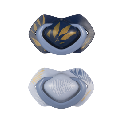 CANPOL BABIES Dudlík silikonový symetrický Light touch GOLD 18m+ modrý 2 ks