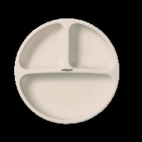 BABYONO Talíř silikonový s přísavkou - beige 6m+