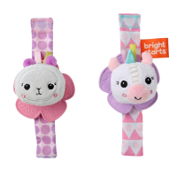 BRIGHT STARTS Chrastítko s kousátkem na ruku 2 ks jednorožec/lama 0m+ 2 ks