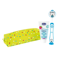 CHICCO Set zubní kartáček a pasta v pouzdře - Tiger, 3r+